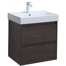 Тумба подвесная с раковиной Aquanet Nova Lite 60 см 287894 (2 ящика) дуб чёрный, Цвет фасада: дуб черный фото 