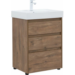 Тумба напольная с раковиной Aquanet Nova Lite 60 см 302471 (3 ящика) дуб рустикальный, Цвет фасада: тёмное дерево фото 