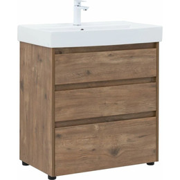Тумба напольная с раковиной Aquanet Nova Lite 75 см 302474 (3 ящика) дуб рустикальный, Цвет фасада: тёмное дерево фото 