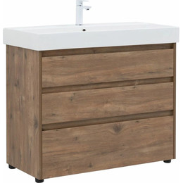Тумба напольная с раковиной Aquanet Nova Lite 100 см 302480 (3 ящика) дуб рустикальный, Цвет фасада: тёмное дерево фото 