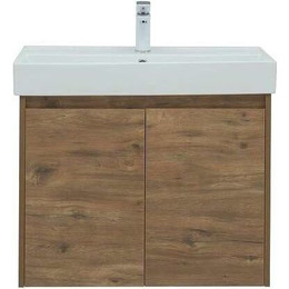 Тумба подвесная с раковиной Aquanet Nova Lite 75 см 298852 (2 дверцы) дуб рустикальный, Цвет фасада: тёмное дерево фото 