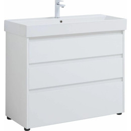 Тумба напольная с раковиной Aquanet Nova Lite 100 см 302478 (3 ящика) белый, Цвет фасада: белый фото 