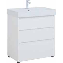Тумба напольная с раковиной Aquanet Nova Lite 75 см 302472 (3 ящика) белый, Цвет фасада: белый фото 