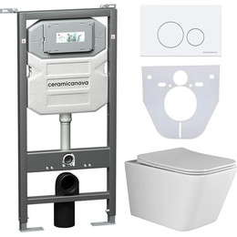 Инсталляция с подвесным унитазом ceramicanova Metric Rimless CN3007_1001W_1000 фото 