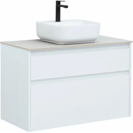 Тумба подвесная со столешницей Aquanet Nova Lite 90 см 242268 (2 ящика) белый, Цвет фасада: белый фото 