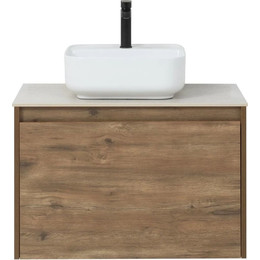 Тумба подвесная со столешницей Aquanet Nova Lite 75 см 249514 (1 ящик) дуб рустикальный, Цвет фасада: тёмное дерево фото 