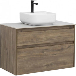 Тумба подвесная со столешницей Aquanet Nova Lite 90 см 249518 (2 ящика) дуб рустикальный, Цвет фасада: тёмное дерево фото 
