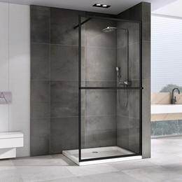 Душевая перегородка Abber Immer Offen 100 см AG60100B8 (стекло 8 мм), черный/прозрачное фото 