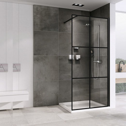 Душевая перегородка Abber Immer Offen 120 см AG62120B8 (стекло 8 мм), черный/прозрачное фото 