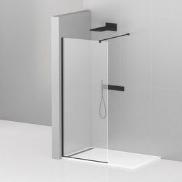 Душевая перегородка Cezares Liberta L-1 140 см (подрезаемый кронштейн, стекло 8 мм), черный/прозрачное фото 