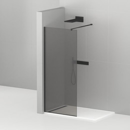 Душевая перегородка Cezares Liberta L-1 100 см (подрезаемый кронштейн, стекло 8 мм), черный/тонированное фото 