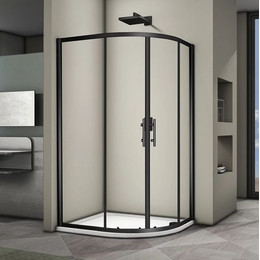 Душевое ограждение Veconi Rovigo 100x90 см RV08B-10090-01-C3, чёрный/прозрачное фото 