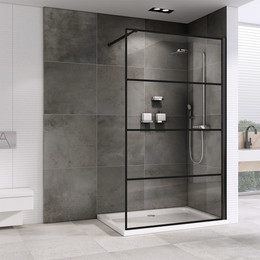 Душевая перегородка Abber Immer Offen 120 см AG65120B, черный/прозрачное фото 