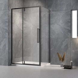 Душевое ограждение Veconi Rovigo 110x90 см RV034B-11090-01-C7, чёрный/прозрачное фото 