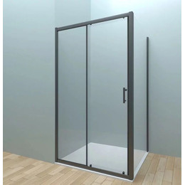 Душевое ограждение Veconi Rovigo 110x100 см RV072B-110100-01-C4, чёрный/прозрачное фото 
