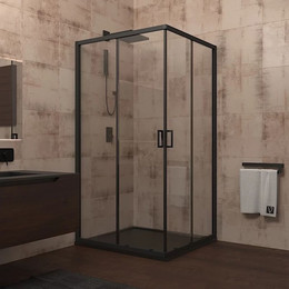 Душевое ограждение Veconi Rovigo 90x90 см RV13-90-01-C5, чёрный/прозрачное фото 