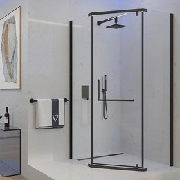 Душевое ограждение Veconi Rovigo 100x100 см RV36B-100-01-C5, чёрный/прозрачное фото 