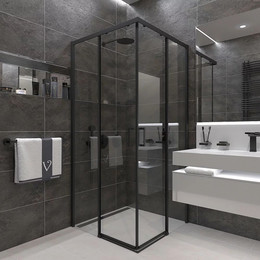 Душевое ограждение Veconi Rovigo 90x90 см RV47B-90-01-C4, чёрный/прозрачное фото 