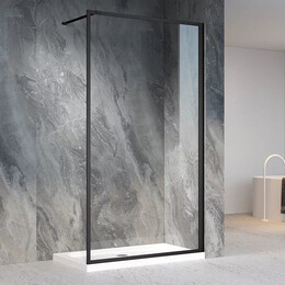 Душевая перегородка Veconi Korato 80 см KR81B-80-01-C7 (стекло 8 мм) с кронштейном в комплекте, чёрный/прозрачное фото 