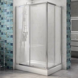 Душевое ограждение BelBagno 100x80 см DUE-AH-2-100/80-C-Cr, хром/прозрачное фото 