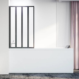 Шторка для ванны Veconi Palau 90 см PL74BL-90-01-19C4 L, чёрный/прозрачное фото 