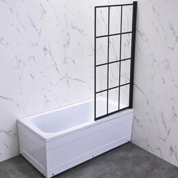 Шторка для ванны Veconi Palau 80 см PL77R-80-01-C6 R, чёрный/прозрачное фото 