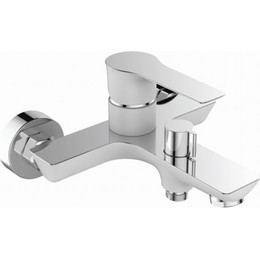 Смеситель для ванны Mixxus Premium Eva MP0195 с душевым гарнитуром, белый/хром фото 