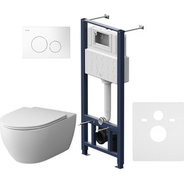 Инсталляция с подвесным унитазом комплект: Am.Pm Pro L IS49001.111700 с подвесным унитазом Awe FlashClean сиденье микролифт, кнопка смыва хром фото 