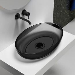 Раковина-чаша прозрачная Abber Kristall 60 см AT2801Onyx, черный фото 