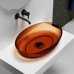 Раковина-чаша прозрачная Abber Kristall 60 см AT2801Opal, красный фото 