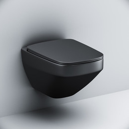Унитаз подвесной Am.Pm Inspire V2.0 FlashClean C50A1700MBSC с сиденьем микролифт, черный матовый, Цвет производителя: чёрный матовый фото 