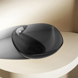 Раковина-чаша прозрачная Abber Kristall 43 см AT2806Onyx, черный фото 