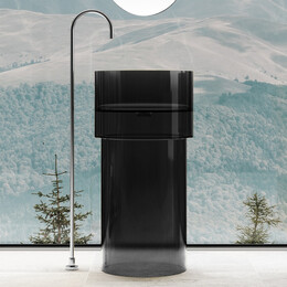 Раковина напольная прозрачная Abber Kristall 45 см AT2701Onyx, черный фото 