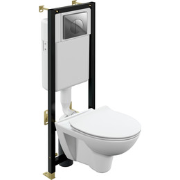 Инсталляция Cersanit Black с подвесным безободковым унитазом Parva New Clean On A64231 фото 