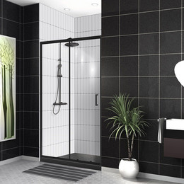Душевая дверь BelBagno 140 см UNO-195-BF-1-140-C-NERO, черный/прозрачное фото 