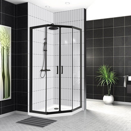 Душевое ограждение BelBagno 90x90 см UNO-195-P-2-90-C-NERO, черный/прозрачное фото 