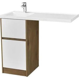 Тумба напольная с раковиной-столешницей Акватон Лондри 105 см 1A2670K2LHDR0 (раковина слева) дуб рустикальный/белый фото 