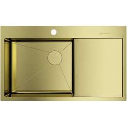 Кухонная мойка Omoikiri Akisame 86 Side LG-L (4997045) 1,2 мм, светлое золото, Цвет производителя: светлое золото фото 