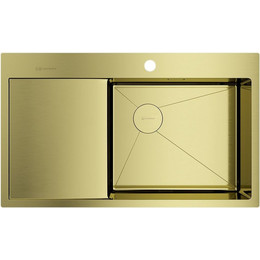 Кухонная мойка Omoikiri Akisame 86 Side LG-R (4997046) 1,2 мм, светлое золото, Цвет производителя: светлое золото фото 