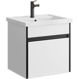 Тумба подвесная с раковиной Aqwella Urban 50 см URB0105W, белый глянцевый, Цвет фасада: белый фото 