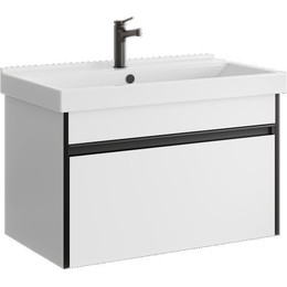 Тумба подвесная с раковиной Aqwella Urban 80 см URB0108W, белый глянцевый, Цвет фасада: белый фото 