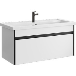 Тумба подвесная с раковиной Aqwella Urban 100 см URB0110W, белый глянцевый, Цвет фасада: белый фото 