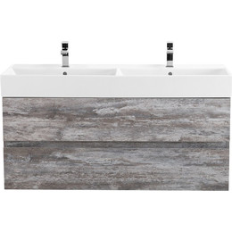 Тумба подвесная с раковиной Cezares MOLVENO 46-120-2C-SO-2-LG 120 см (раковина CZR-MIL-120-2-LVB), Legno Grigio фото 