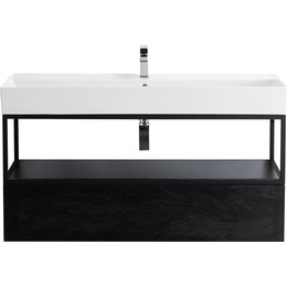 Тумба подвесная с раковиной Cezares CADRO-100-1C-SO-NR-BLUM 100 см, Nero фото 