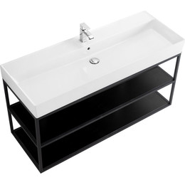 Консоль подвесная с раковиной Cezares CADRO-120/46/58-2C-SO-MET-ST 120 см, Nero фото 