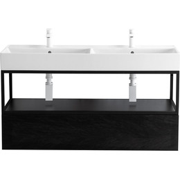 Тумба подвесная с раковиной Cezares CADRO-120-1C-SO-NR-BLUM 120 см, Nero фото 