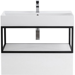 Тумба подвесная с раковиной Cezares CADRO-80-1C-SO-BG-BLUM 80 см, Bianco Ghiaccio/Nero фото 