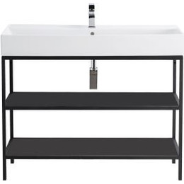 Консоль напольная с раковиной Cezares CADRO-80/46/73-2C-PIA-MET-ST 80 см, Nero фото 