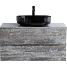 Тумба подвесная со столешницей Cezares MOLVENO 46-100-2C-SO-LG 100 см, Legno Grigio/Marmo Grigio Lucido фото 