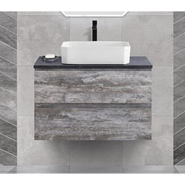 Тумба подвесная со столешницей Cezares MOLVENO 46-80-2C-SO-LG 80 см, Legno Grigio/Marmo Nero Opaco фото 